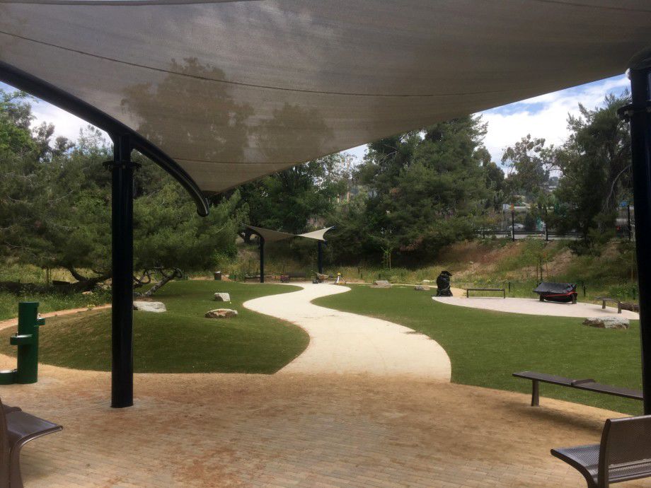 eagle rock dog park sneak peek shade structure april 2019.jpg